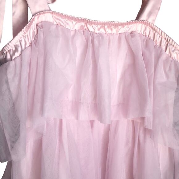 Cider Light Pink MESH U-NECKLINE TIERED BOWKNOT MINI DRESS Size XL NWT - Picture 8 of 12